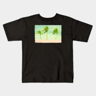 THREE PALM TREES AT THE BEACH Kids T-Shirt